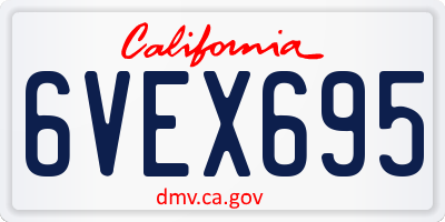 CA license plate 6VEX695