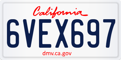 CA license plate 6VEX697