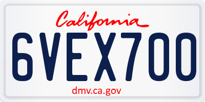 CA license plate 6VEX700