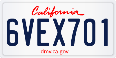 CA license plate 6VEX701