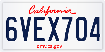 CA license plate 6VEX704