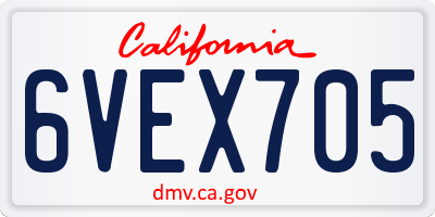 CA license plate 6VEX705
