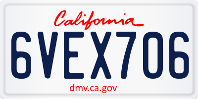 CA license plate 6VEX706