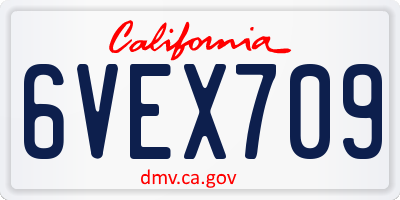 CA license plate 6VEX709