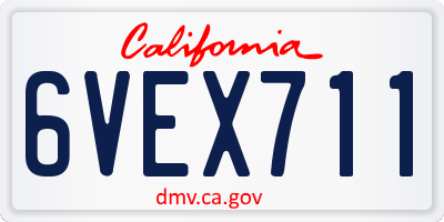 CA license plate 6VEX711