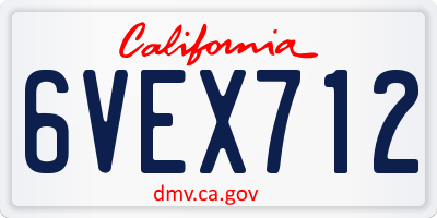 CA license plate 6VEX712