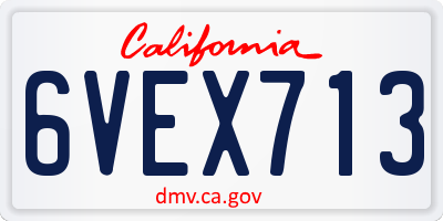 CA license plate 6VEX713