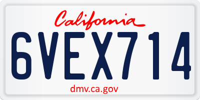 CA license plate 6VEX714
