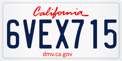 CA license plate 6VEX715