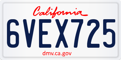 CA license plate 6VEX725