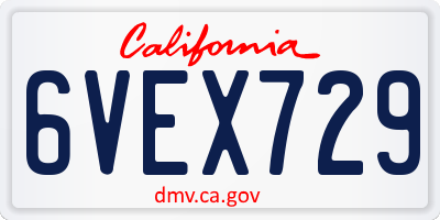 CA license plate 6VEX729
