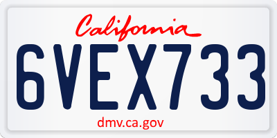 CA license plate 6VEX733