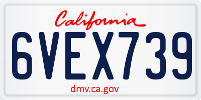 CA license plate 6VEX739