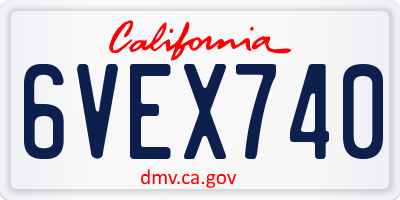 CA license plate 6VEX740
