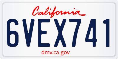 CA license plate 6VEX741