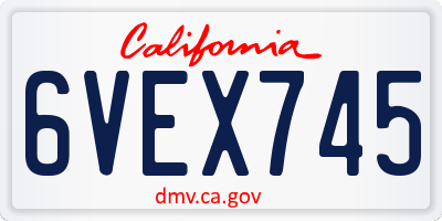 CA license plate 6VEX745