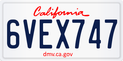 CA license plate 6VEX747