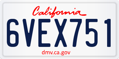 CA license plate 6VEX751