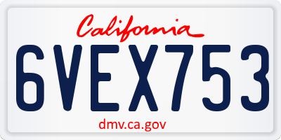 CA license plate 6VEX753