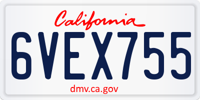 CA license plate 6VEX755