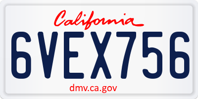 CA license plate 6VEX756