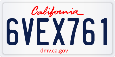 CA license plate 6VEX761
