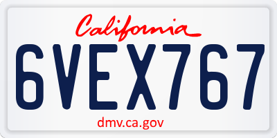 CA license plate 6VEX767