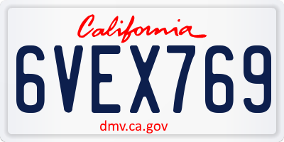 CA license plate 6VEX769