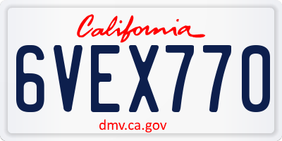 CA license plate 6VEX770