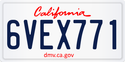 CA license plate 6VEX771