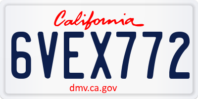 CA license plate 6VEX772