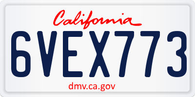 CA license plate 6VEX773