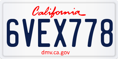 CA license plate 6VEX778