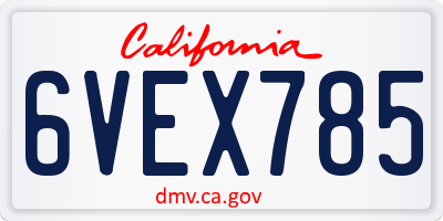CA license plate 6VEX785