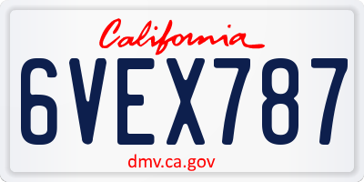 CA license plate 6VEX787