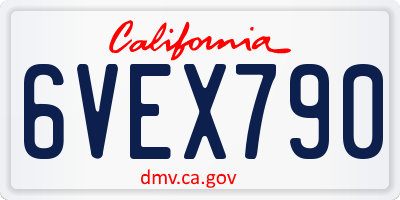 CA license plate 6VEX790