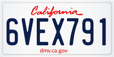 CA license plate 6VEX791