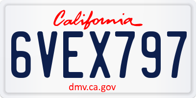 CA license plate 6VEX797