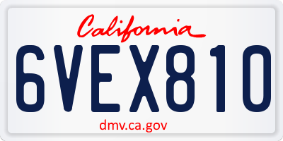 CA license plate 6VEX810