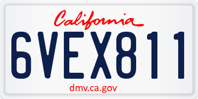 CA license plate 6VEX811