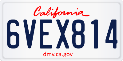 CA license plate 6VEX814