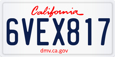 CA license plate 6VEX817