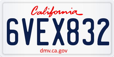 CA license plate 6VEX832
