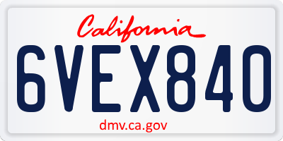 CA license plate 6VEX840