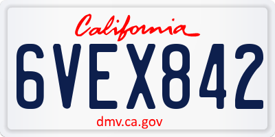 CA license plate 6VEX842