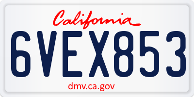 CA license plate 6VEX853