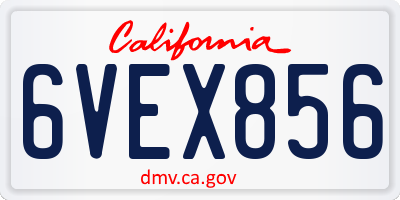CA license plate 6VEX856