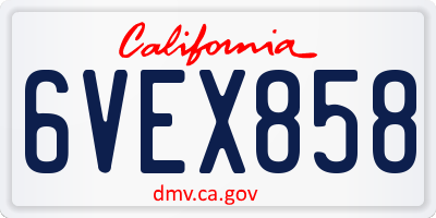 CA license plate 6VEX858