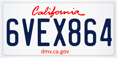 CA license plate 6VEX864