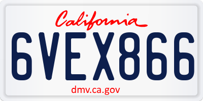 CA license plate 6VEX866